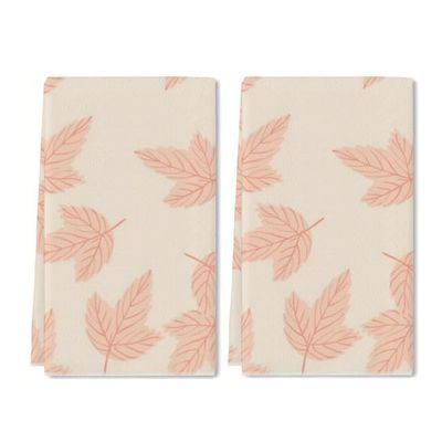 Bohemian Style Hand Towel Set of 2 Pink Floral Bath Towels Soft Maple Leaves Flower Fingertip Face Towel for Bathroom Kitchen Hotel Spa Decor Gift 24 x 16 Inches