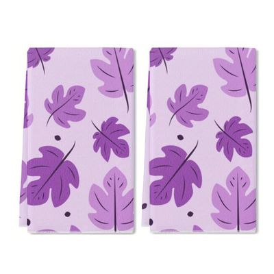 Spring Hand Towel Set of 2 Purple Floral Bath Towels Soft Leaves Fingertip Face Towel for Bathroom Kitchen Hotel Spa Decor Gift 24 x 16 Inches