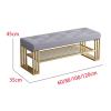HomeLoft Basics Entrance Bench with Shoe Storage, Gold Metal Shoe Rack with Velvet Seat Cushion, 2 Layers Narrow Hallway Bench Indoor, 60cm, Green view 2