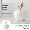 JISADER Apples Statue Ceramic Apples Figurine Fruit Sculpture Ornament for Dining Room Bedroom, White, Small view 3