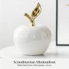 JISADER Apples Statue Ceramic Apples Figurine Fruit Sculpture Ornament for Dining Room Bedroom, White, Small view 4