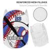 Baseball Team Player Gym Blue Laundry Basket,Foldable Mesh Popup Laundry Hamper with Handle for Dorm, Laundry Room, Bedroom, RV view 3