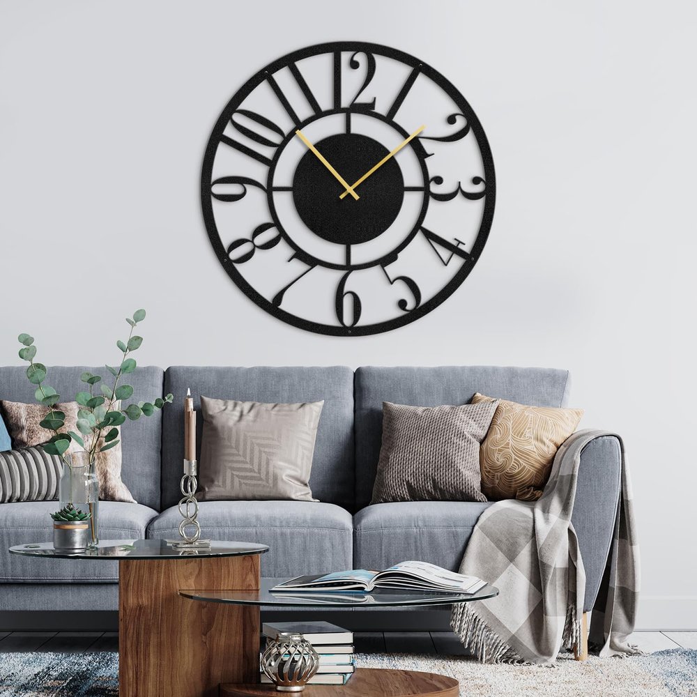 SIGNLEADER Metal Wall Clock Decor Wall Art Silent Battery Operated, Sunburst Roman Numerals Wall Sculpture Clock Hangings Home Decoration for Living Room, Bedroom, Kitchen, Bathroom - 36" Black