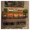 2-Tier Wall Mounted Wine Rack with LED Light, Hanging Industrial Wine Racks, Bar Unit Floating Shelves, Modern Metal Wine Display Rack, for Home Bar, Dining Room, Kitchen, Living Room (Color : Black view 2