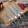 5 Piece Damascus Kitchen Knife Set With Magnetic Wooden Block and Resin Chopping Board,Sharp High Carbon Stainless Steel Blade,VG10 Core 67 Layers Blade,Full Tang G10 Handle,Beautiful Feather Pattern view 2