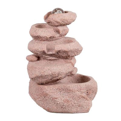 Tabletop Fountain Stacked Rocks Bowl Indoor Fountain 15 Inch Tall Tabletop Fountain Circulating Water and Lucky Crystal Ball, One Size Tabletop Water Fountain (Color : R