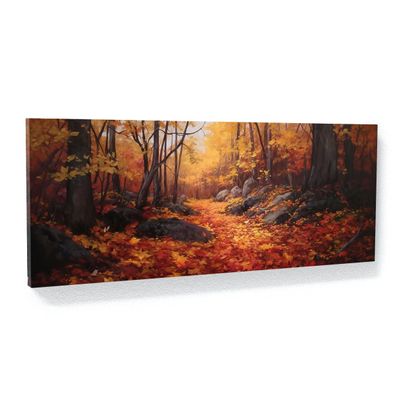 Sense Canvas Forest Autumn Leaves Colors 2 Canvas Art - Home Decor Wall Art Print Poster Painting Large 40x16 / 1.5"