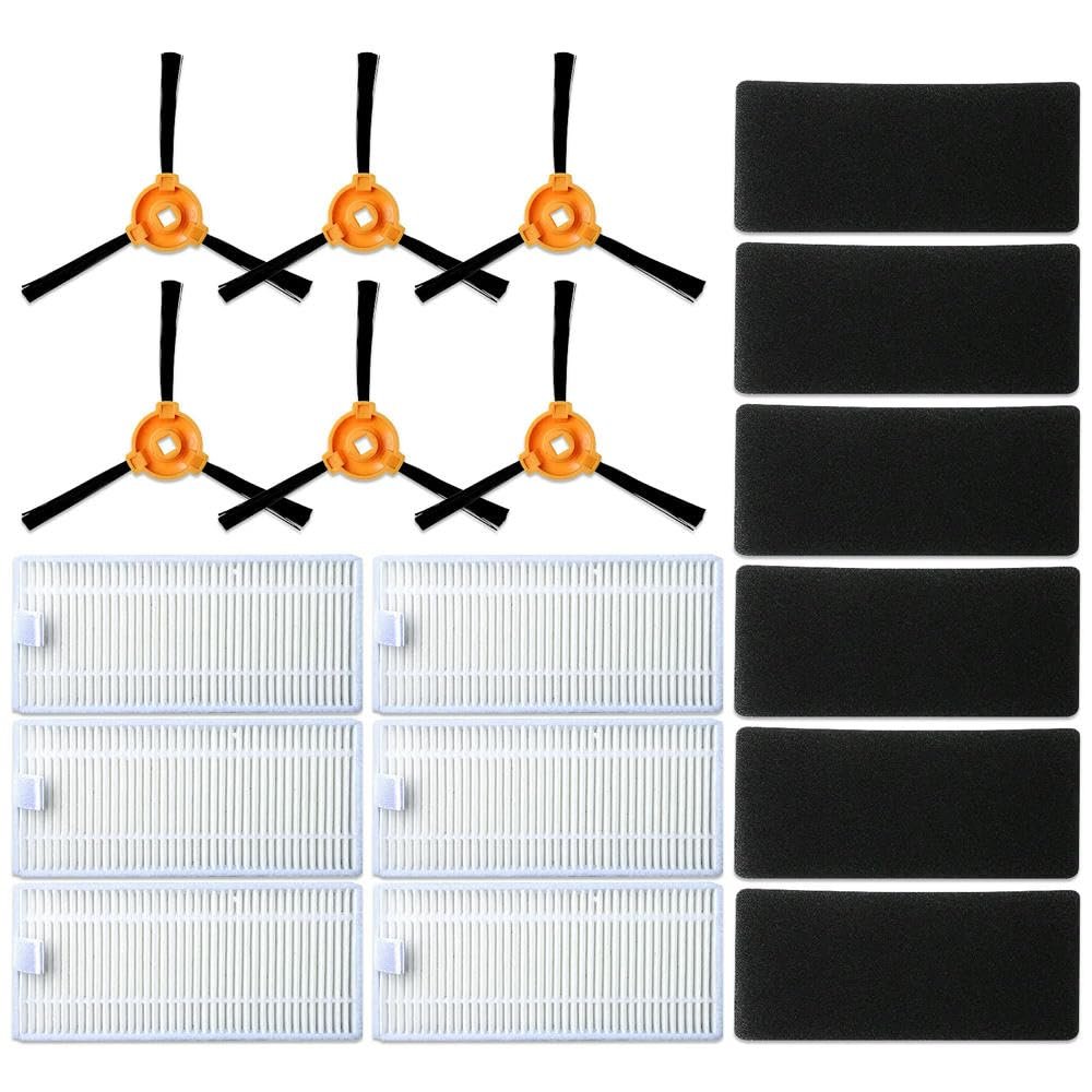 for 6 PCS Filter Screen & Sponge Filter Kits+6 PCS Side Brushes Set for 11 ic Vacuum Cleaner Parts