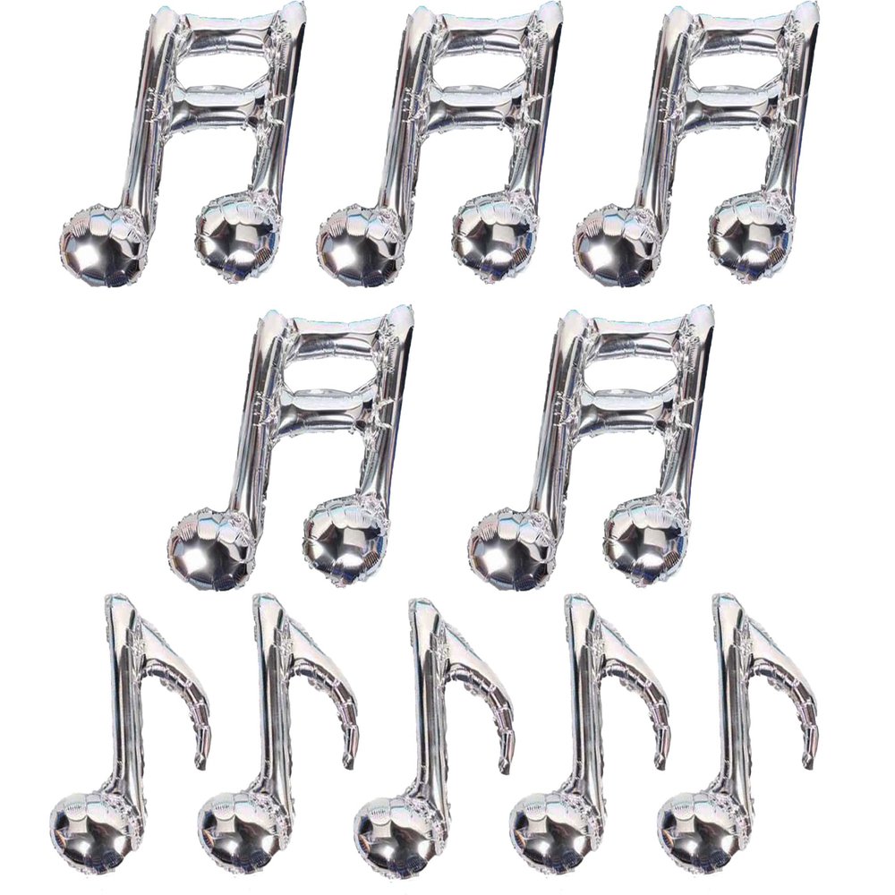 10PCS Music Note Balloons Silver Aluminum Birthday Party Balloon Music Themed Party Supplies Baby Shower Party Wedding Decorations