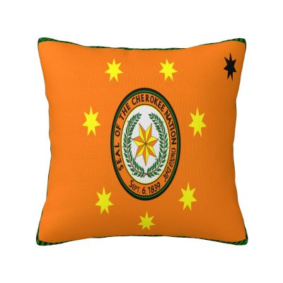LIFANGMI Flag of The Cherokee Nation Throw Pillow Covers 18x18 Inch Double-Sided Plush Home Decor Pillow Cases Sofa Bedroom Living Room Pillow Cover, White