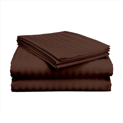 3 Piece Hospital Bed Sheet Set, 100% Egyptian Cotton 400 Thread Count, Soft and Comfy, Standard Size 36X80 Inch with 14 Inch Deep Pocket, Chocolate Stripe