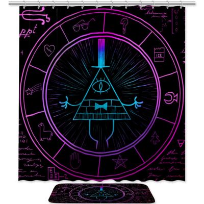 Anna Cowper Bill Cipher Wheel Zodiac Shower Curtain Sets, Shower Curtains for Bathroom, Waterproof Fabric Shower Curtain 71x71 inch with Hooks