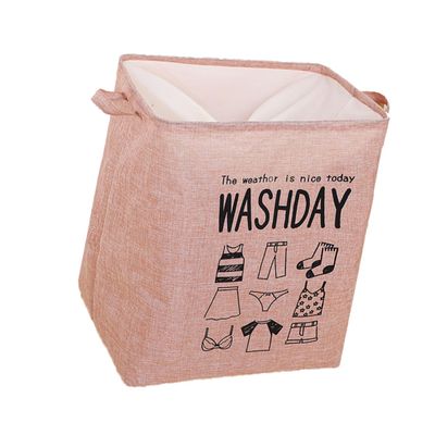 PRETYZOOM Cotton Laundry Basket Woven Lid Storage Basket Foldable and Portable Clothes Organizer for Bedroom Dorm Apartment