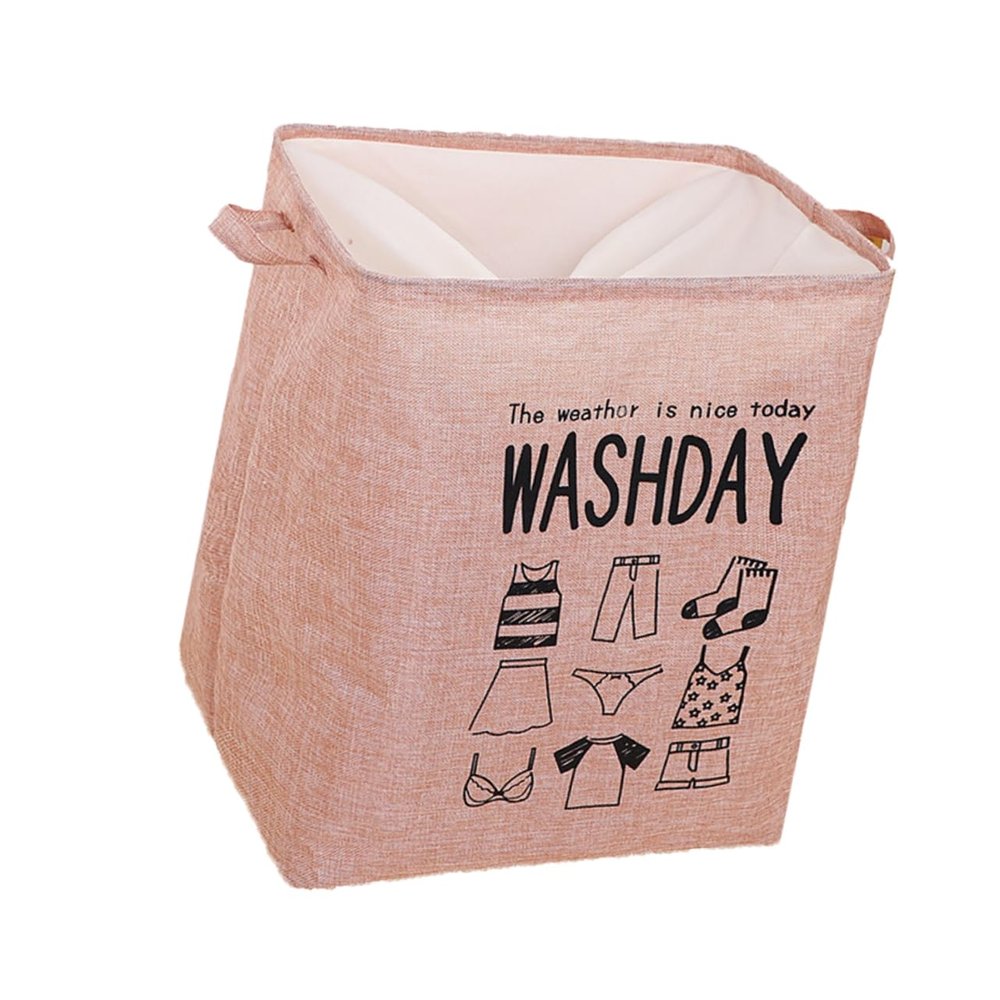 PRETYZOOM Cotton Laundry Basket Woven Lid Storage Basket Foldable and Portable Clothes Organizer for Bedroom Dorm Apartment