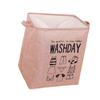 PRETYZOOM Cotton Laundry Basket Woven Lid Storage Basket Foldable and Portable Clothes Organizer for Bedroom Dorm Apartment view 1