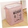 PRETYZOOM Cotton Laundry Basket Woven Lid Storage Basket Foldable and Portable Clothes Organizer for Bedroom Dorm Apartment view 3