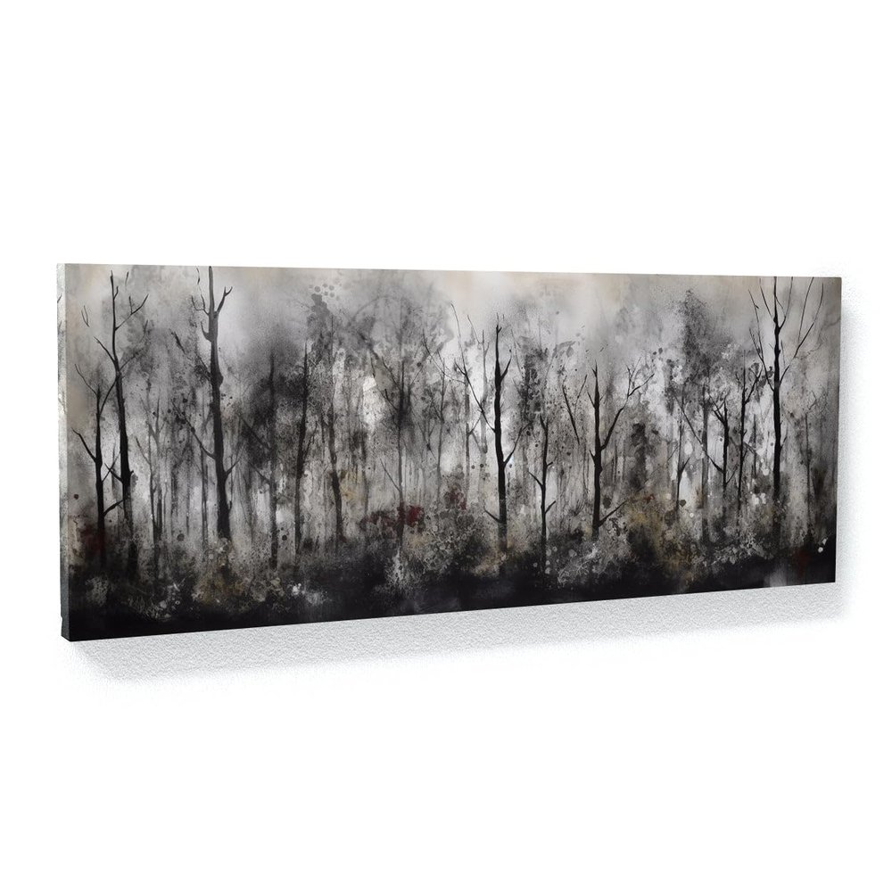 Sense Canvas Botanical Charcoal 49 Canvas Art - Home Decor Wall Art Print Poster Painting Small 20x8 / 1.5"