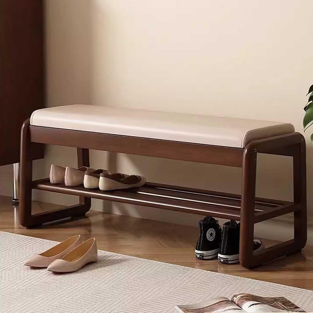 2-Tier Bamboo Shoe Bench, Shoe Rack Storage Organizer, Ideal for Hallway, Bathroom, Living Room and Corridor
