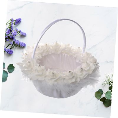 PRETYZOOM 1pc Delicate Basket for Weddings Imitation Woven Design for Flower Girls to Scatter Petals Keepsake for Special Occasions and Celebrations