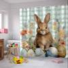 ALAGEO Easter Shower Curtain Bunny Eggs Flowers Shower Curtains for Bathroom Decor Green Plaid Spring Plants Bath Curtains Sets for Spring Easter Bathroom Decor Fabric Waterproof Standard 60" X 72" view 4