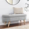 Bamskov Oval Upholstered Ottoman Bench, Storage Bench with Rubber Wood Legs, Bed Bench Suitable for Bedroom, Entryway (Grey) view 1