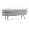 Bamskov Oval Upholstered Ottoman Bench, Storage Bench with Rubber Wood Legs, Bed Bench Suitable for Bedroom, Entryway (Grey) view 2