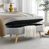 Bamskov Oval Upholstered Ottoman Bench, Storage Bench with Rubber Wood Legs, Bed Bench Suitable for Bedroom, Entryway (Grey) view 3