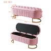 GERRIT Oval Storage Ottoman Bench with Button-Tufted, Velvet Upholstered Storage Bench with Metal Legs, End of Bed Ottoman Bench for Bedroom,Living Room,Fully Assembled Except Legs (Pink) view 3