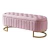 GERRIT Oval Storage Ottoman Bench with Button-Tufted, Velvet Upholstered Storage Bench with Metal Legs, End of Bed Ottoman Bench for Bedroom,Living Room,Fully Assembled Except Legs (Pink) view 4