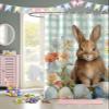 ALAGEO Easter Shower Curtain Bunny Eggs Flowers Shower Curtains for Bathroom Decor Green Plaid Spring Plants Bath Curtains Sets for Spring Easter Bathroom Decor Fabric Waterproof Extra Long 72" X 78" view 4