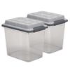 Curver Set of 2 Medium Latch PRO 29QT Heavy Duty, Water Resistant Plastic Organization and Storage Box with Extra Capacity Latching Lid, Transparent Grey view 1