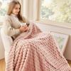 NEWCOSPLAY Super Soft Twin Blanket Pink Premium Silky Flannel Fleece 3D Clouds Stylish Jacquard Lightweight Bed Blanket All Season Use 350GSM (Pink, Twin(60"x80")) view 2