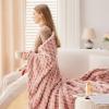 NEWCOSPLAY Super Soft Twin Blanket Pink Premium Silky Flannel Fleece 3D Clouds Stylish Jacquard Lightweight Bed Blanket All Season Use 350GSM (Pink, Twin(60"x80")) view 4