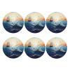 6Pcs Drink Coasters for Drinks Tabletop Protection, Ocean Waves Sailboat Leather Coaster for Kinds of Cups, Absorbent Cup Coaster for Coffee Table Home Decor 4" Cup Mat Pad view 1