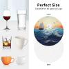 6Pcs Drink Coasters for Drinks Tabletop Protection, Ocean Waves Sailboat Leather Coaster for Kinds of Cups, Absorbent Cup Coaster for Coffee Table Home Decor 4" Cup Mat Pad view 4