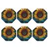 6Pcs Drink Coasters for Drinks Tabletop Protection, The Most Beautiful Sunflower Leather Coaster for Kinds of Cups, Absorbent Cup Coaster for Coffee Table Home Decor 4" Cup Mat Pad view 1