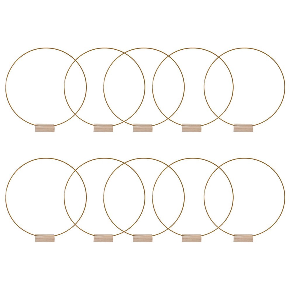 Metal Floral Hoop Centerpiece with Stand, 10PCS Wreath Macrame Hoop Round Dream Catcher Rings Gold Wreath Macrame Hoop Rings Decorations for DIY Wedding Table Decor