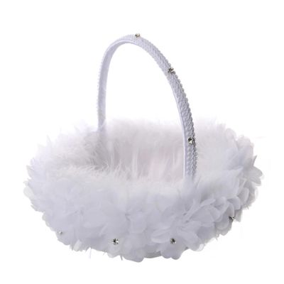 KOMBIUDA Floral Bride Basket Set 2 Pack Flower Girl Baskets for Wedding for Bridal Procession Size for Flowers Rose Petals