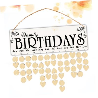 Wooden Birthday Calendar Reminder Family Board with Black Wood Xmas