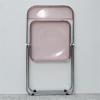 BIWKONI Modern Transparent Acrylic Folding Chair Metal Frame with Backrest Stackable Dining Chair for Office, Indoor, Outdoor,Pink view 1