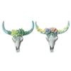 WYYHAA Cow Skull Wall Decor, Creative Succulents/Flower Rose 3D Resin White Ox Head, Animal Figurines Crafts Sculpture, Home Garden Decorations,A view 1