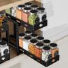 BOIVSHI Pull Out Spice Rack Organizer, 2-Tier Vertical Spice Rack, Height Adjustable for Kitchen Cabinet (5.3''Wx10.8''Dx9.2''H, Metal Black) view 1