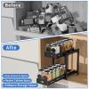 BOIVSHI Pull Out Spice Rack Organizer, 2-Tier Vertical Spice Rack, Height Adjustable for Kitchen Cabinet (5.3''Wx10.8''Dx9.2''H, Metal Black) view 3