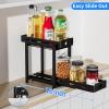 BOIVSHI Pull Out Spice Rack Organizer, 2-Tier Vertical Spice Rack, Height Adjustable for Kitchen Cabinet (5.3''Wx10.8''Dx9.2''H, Metal Black) view 4