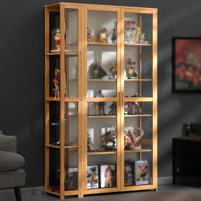 5 Tier Curio Display Cabinet, Display Cabinet with Acrylic Cabinet Door, Bamboo Storage Cabinet or Figures, Curio, Collection Display, Storage/Organization ( Color : A , Size : 171*102*32cm/67.3*40*12
