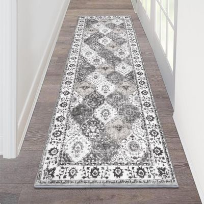 HEBE Hallway Runner Rug 2'x6' Washable Vintage Distressed Area Rugs Non Slip Laundry Rug Runner Boho Floor Carpet Runners for Hallways Entryway Laundry Room Kitchen Bathroom