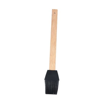 PRETYZOOM Food Grade Silicone Basting Brush Heat Resistant Barbecue Utensil with Removable Long Wooden Handle for Baking Cooking and Grilling Black
