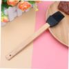 PRETYZOOM Food Grade Silicone Basting Brush Heat Resistant Barbecue Utensil with Removable Long Wooden Handle for Baking Cooking and Grilling Black view 2