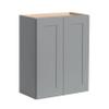 CozyHommie Solid Wood Wall-Mounted Medicine Cabinet, Kitchen Wall - Cabinet, Bathroom Cabinet Wall Mounted with Adjustable Shelves, 2 Doors Wall Calbinet (Grey, 24" W x 36" H x 12" D) view 1