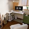 Pamray 43 Inch L Shaped Computer Desk with Reversible Side Storage Shelves, Small Corner Desk for Small Space Home Office,Writing Study Table PC Desk for Bedroom,White view 2